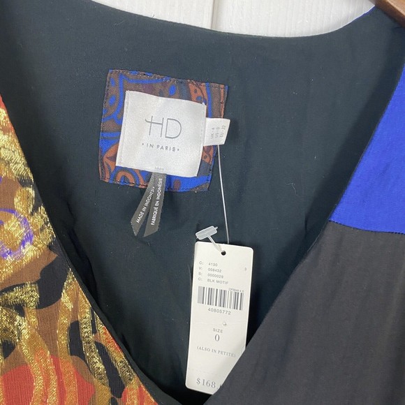 HD In Paris size 0 Anthropologie Dress Shift Wrap Velvet Boho Mini Gold Silk - Picture 5 of 5